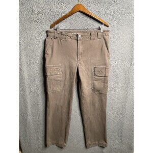 Duluth Men's Flex Fire Hose Brown Carpenter Workwear Cargo Pants Measured 36x31
